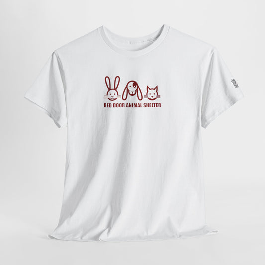 Red Door Animal Shelter Tee — Cute Bunny Puppy Cat Design