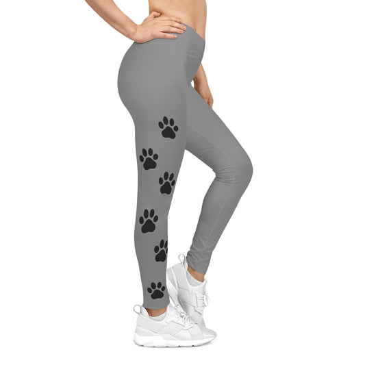 Staff Inventory Delta Animal Shelter Paw Print Women's Leggings - Gray with Black Paws