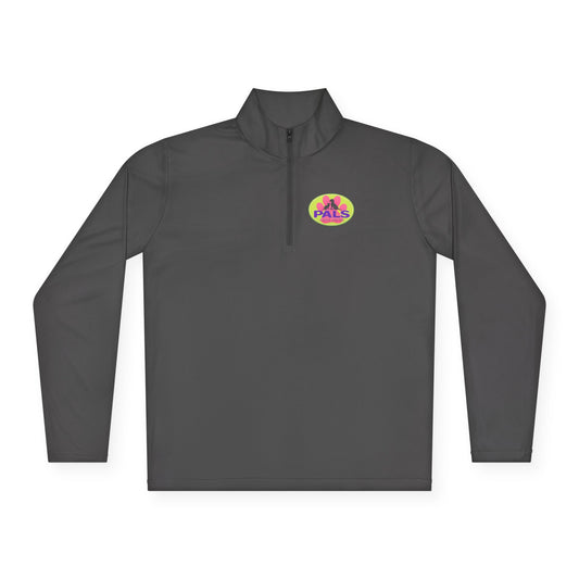 Colorful 'PALS' Retro Patch Chest Logo Quarter-Zip Pullover