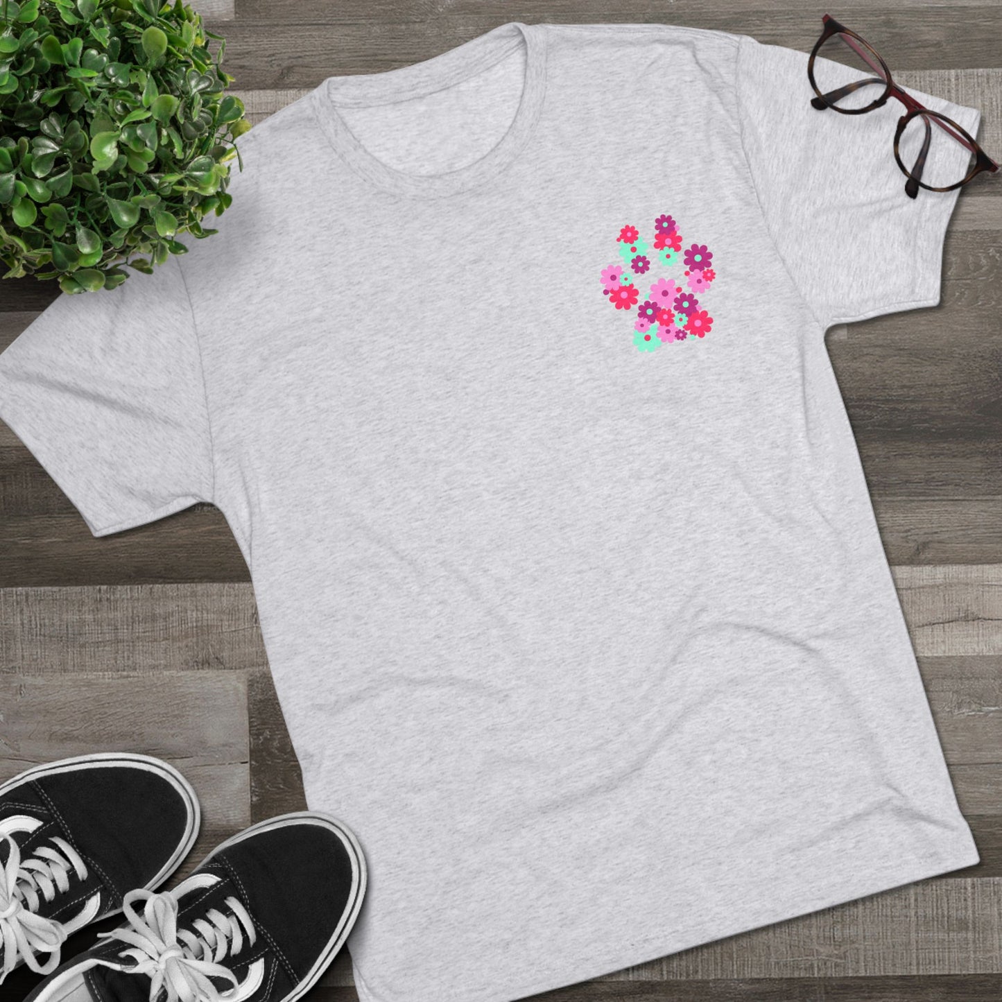 Help Humane Floral Paw Print Tri-Blend Tee
