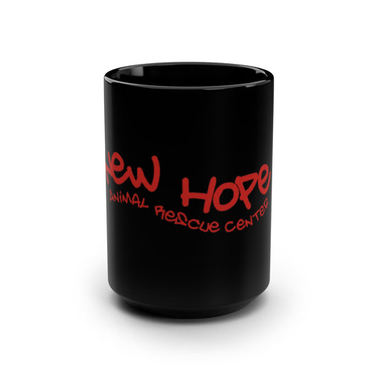 New Hope Animal Rescue Center Black 15oz Mug — Red Script Charity Coffee Cup
