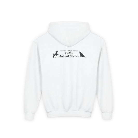 Youth Hoodie — Delta Animal Shelter "Line Art" Collection Logo on Back