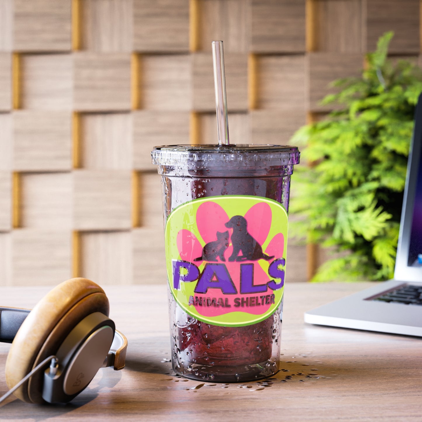 PALS Animal Shelter Acrylic Tumbler – Clear Reusable Cup with Straw
