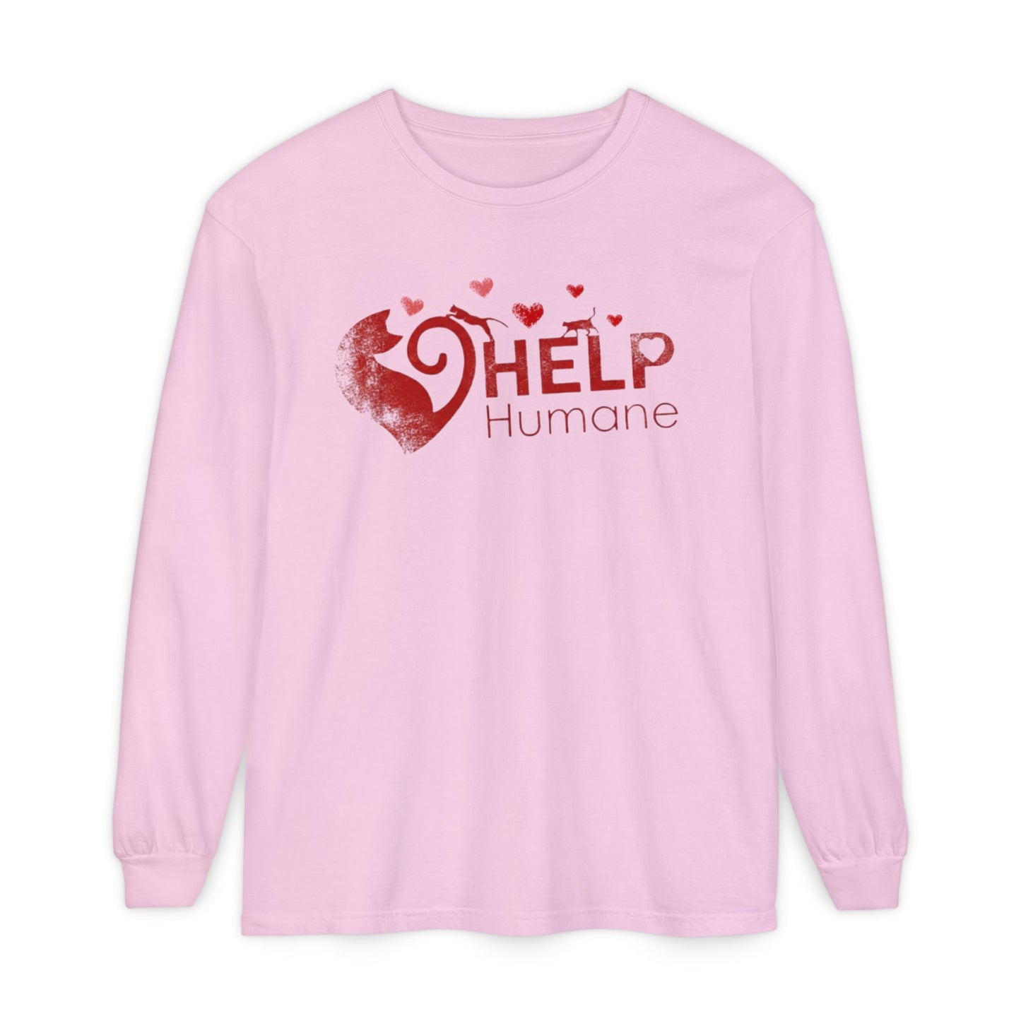 Help Humane Long Sleeve Valentine's Tee — Heart Rescue Animal Charity Shirt