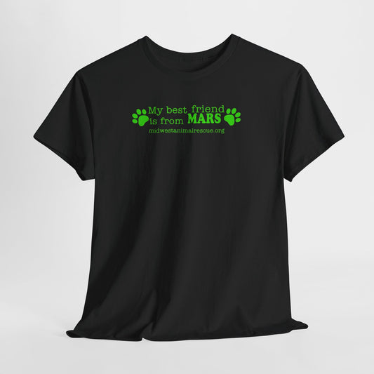 My Best Friend Is From Mars T-Shirt — Cute Green Paw Print Pet Lover Tee