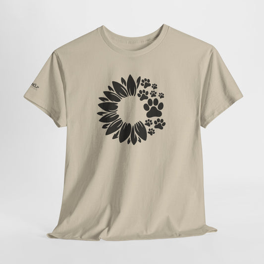 Help Humane Sunflower Paw Print T‑Shirt — Floral Pet Lover Tee