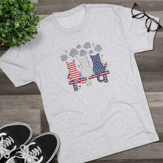 Delta 3 Cats and Fireworks Breathable Tri Blend T-Shirt