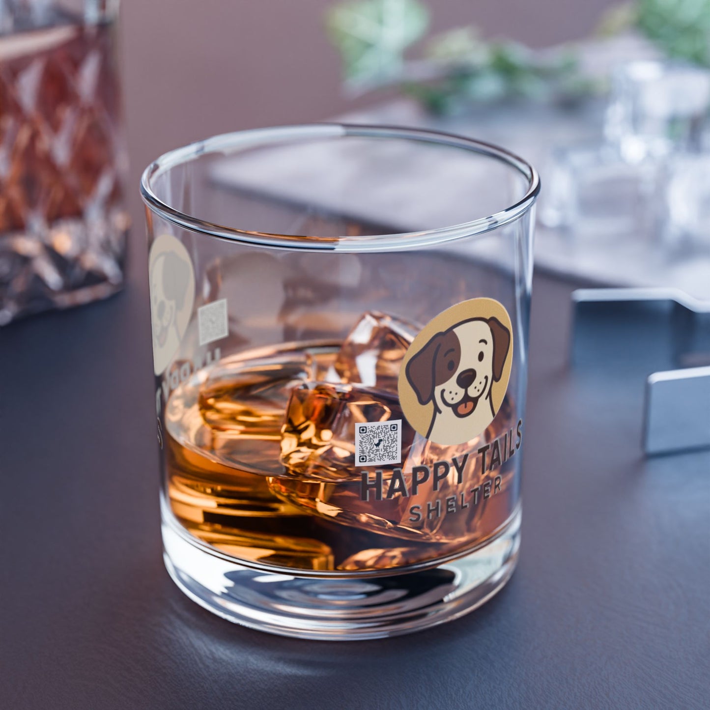 Happy Tails Engraved Rocks Glass, 10oz - Engraved