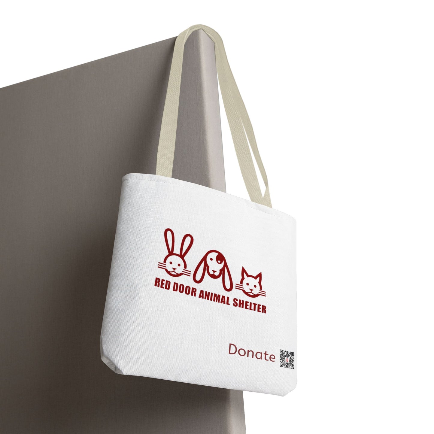 Red Door Animal Shelter Donate Tote Bag — Cute Bunny, Dog & Cat