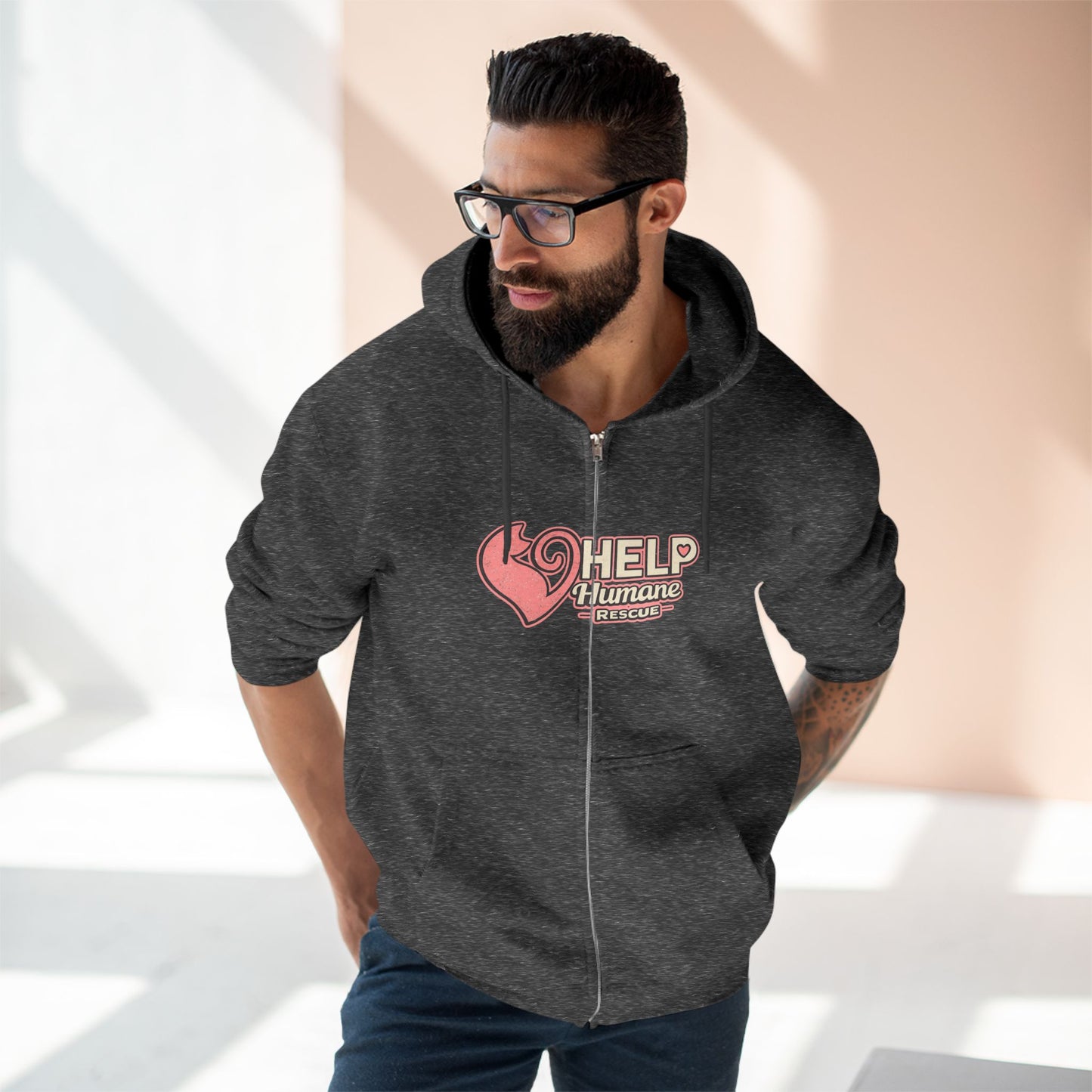 Help Humane Zip Hoodie "Retro" Logo