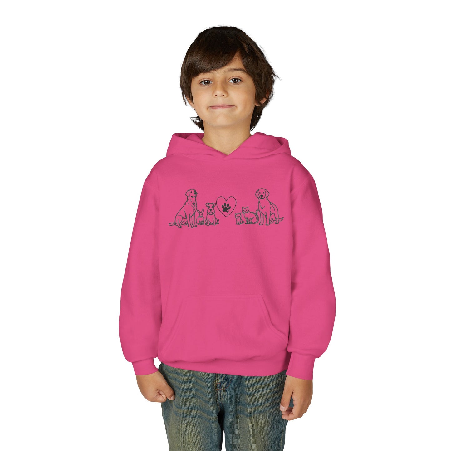 Youth Hoodie — Delta Animal Shelter "Line Art" Collection Logo on Back
