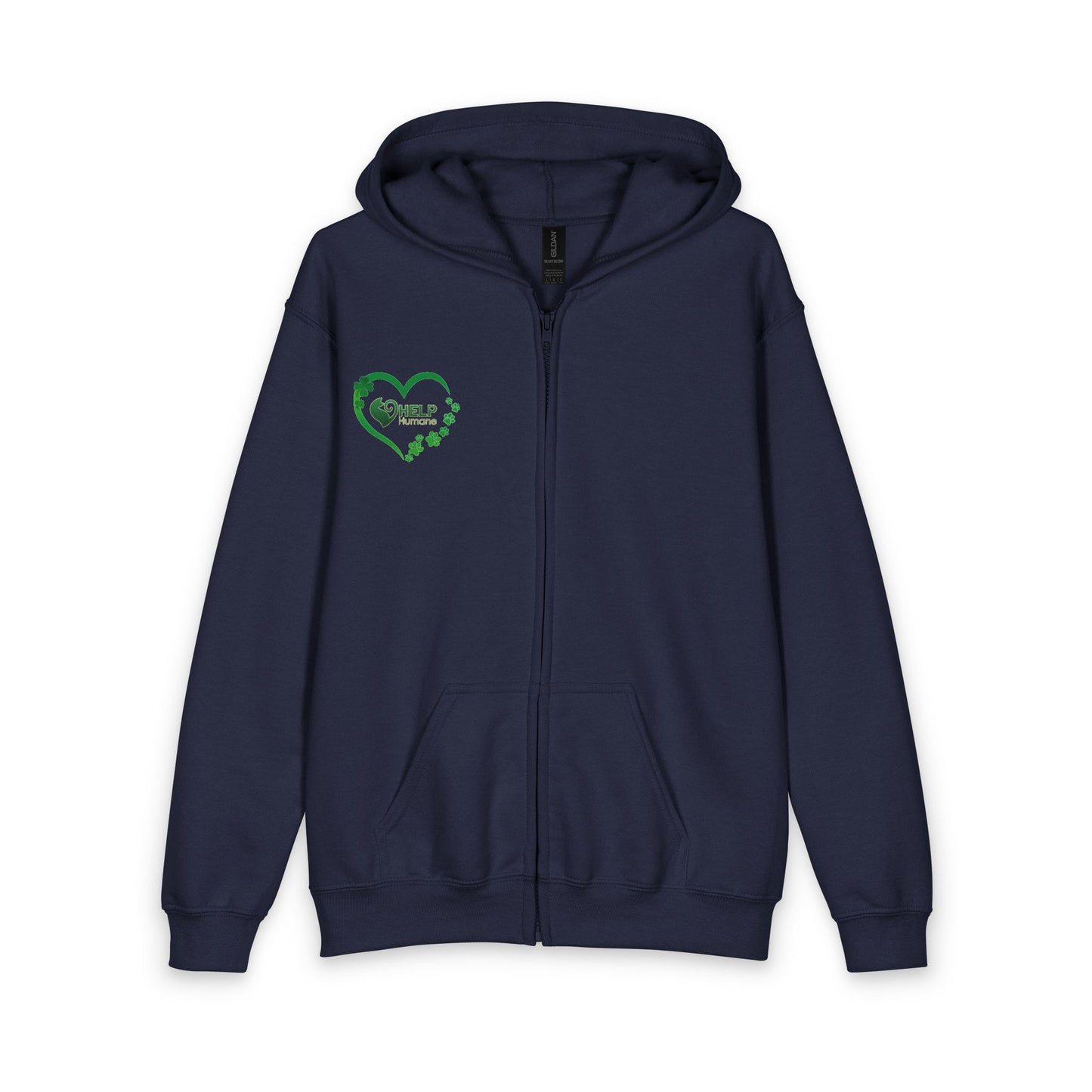 HELP Humane Zip Up Hoodie St. Patrick's Day - Heart with Paws