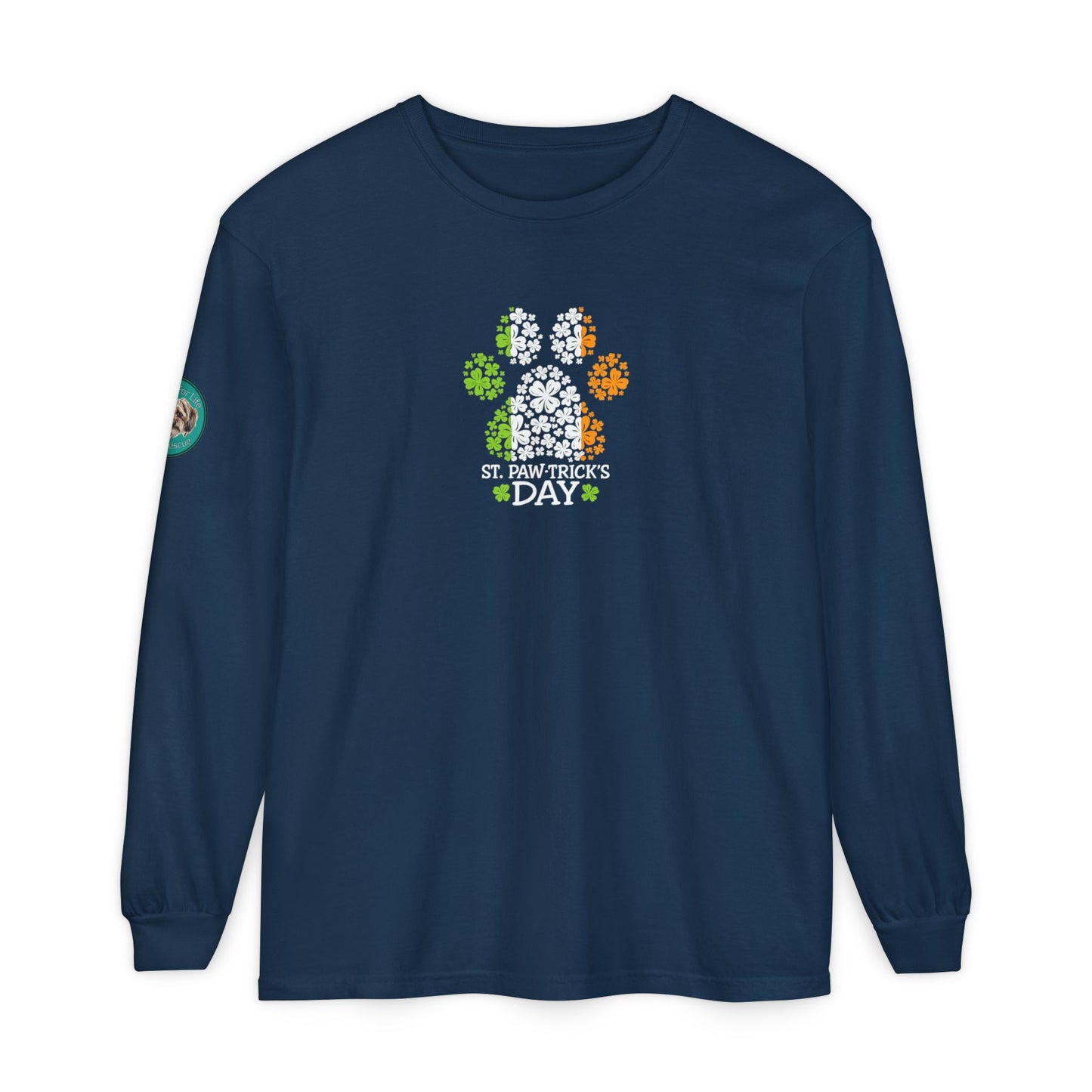 Rescue for Life St. Paw-trick's Day Long Sleeve - Logo on Sleeve