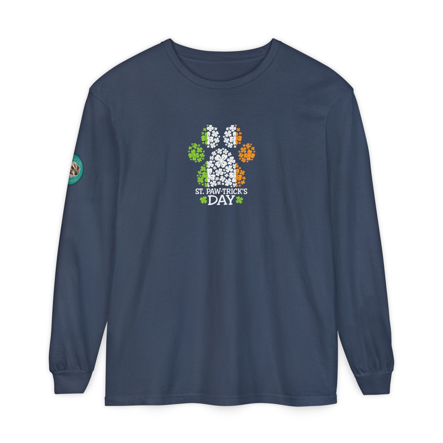 Rescue for Life St. Paw-trick's Day Long Sleeve - Logo on Sleeve
