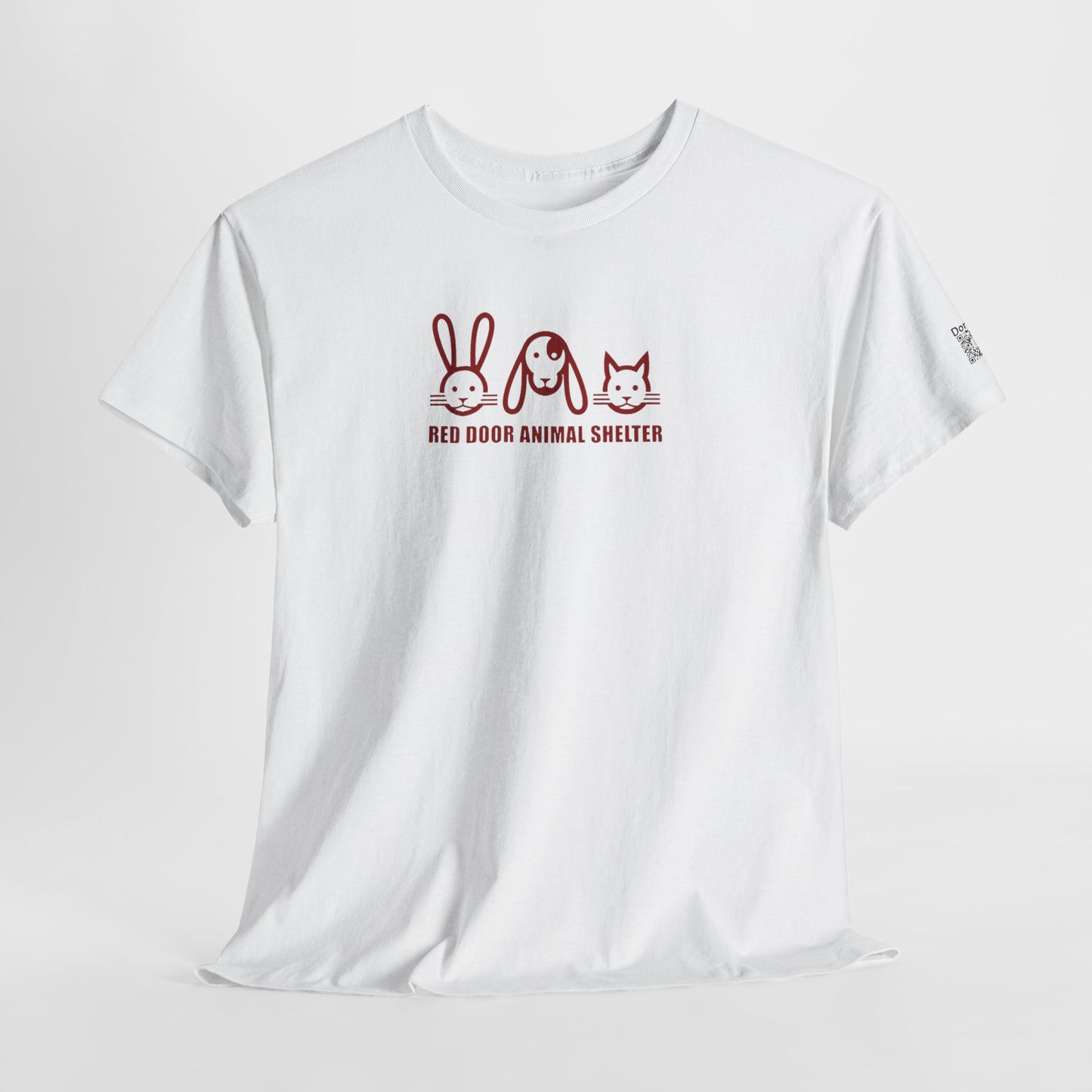 Red Door Animal Shelter Tee — Cute Bunny Puppy Cat Design