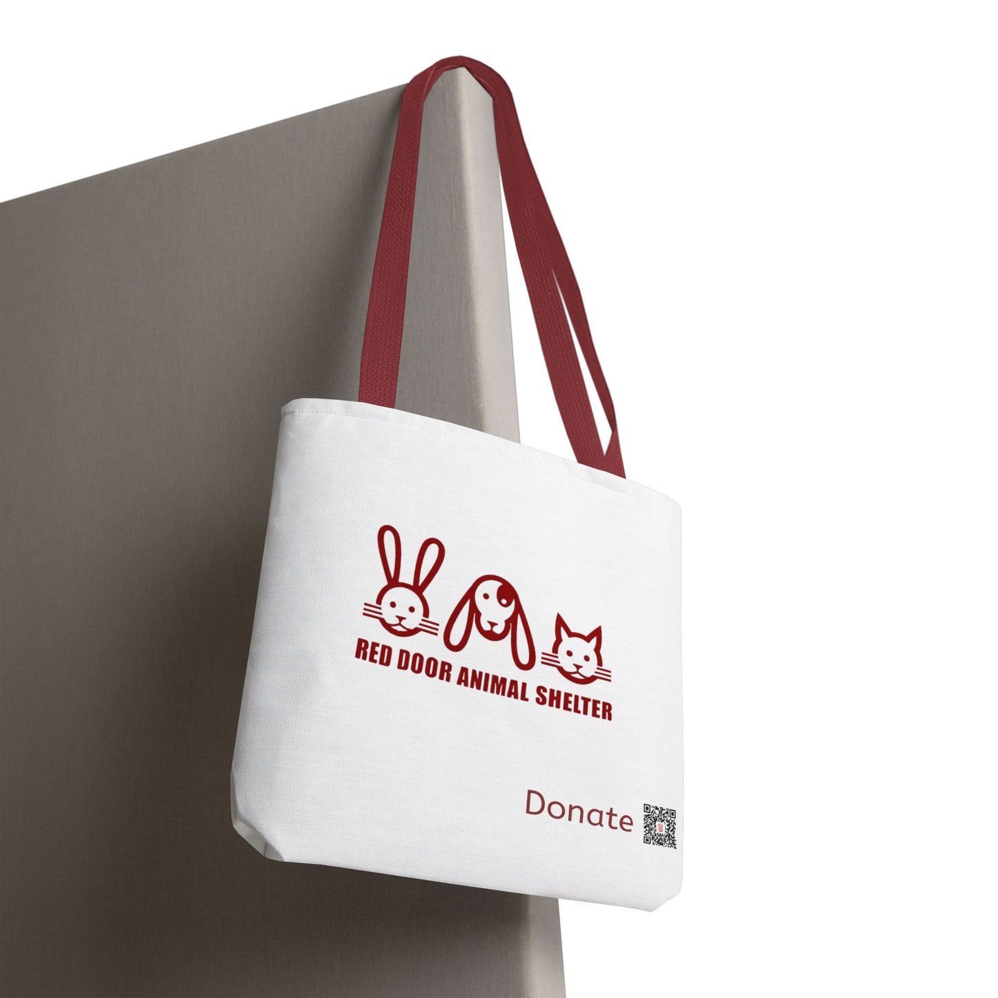 Red Door Animal Shelter Donate Tote Bag — Cute Bunny, Dog & Cat