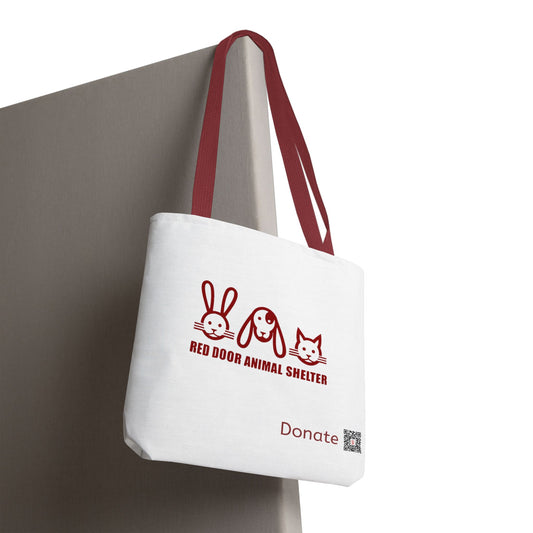 Red Door Animal Shelter Donate Tote Bag — Cute Bunny, Dog & Cat