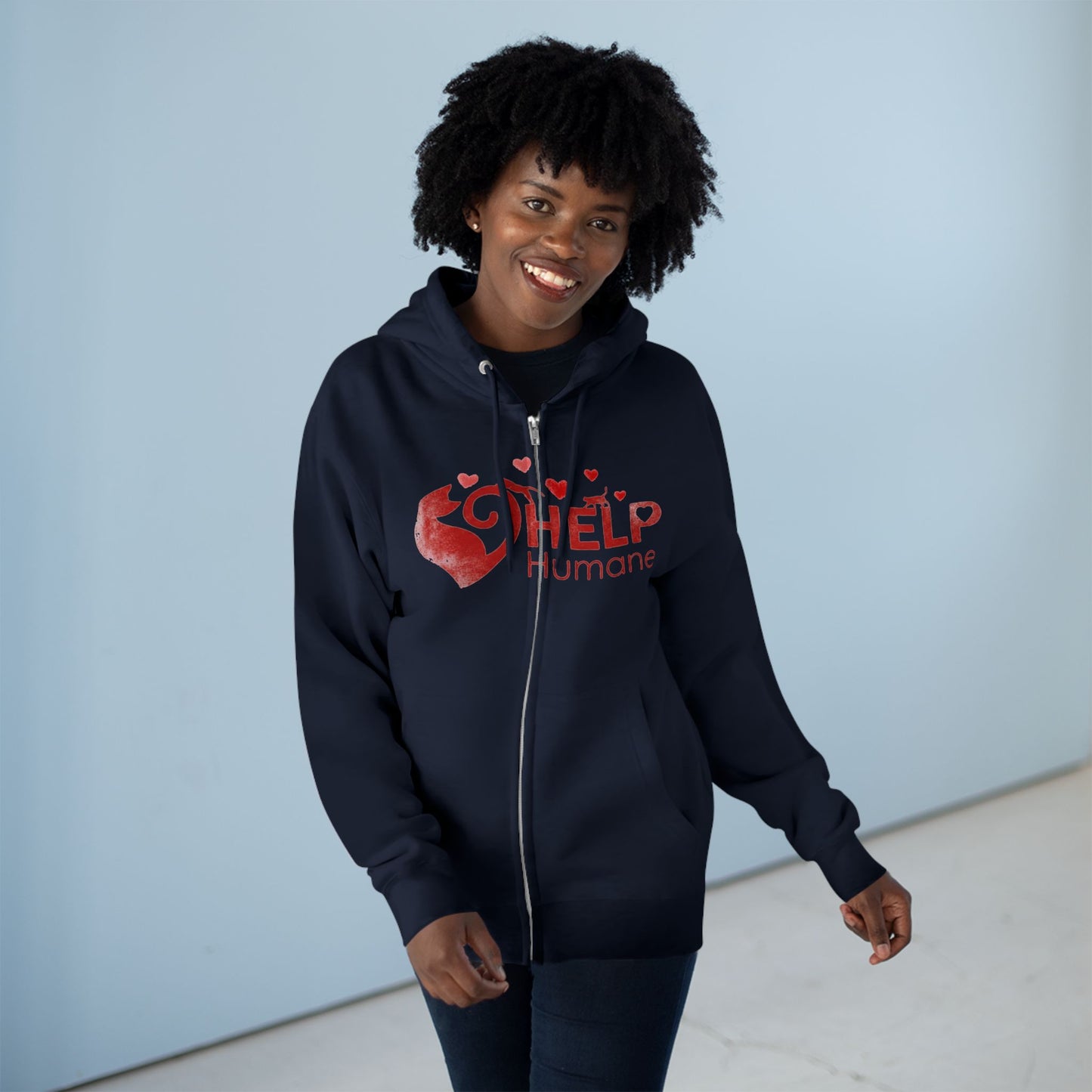 Help Humane Zip Hoodie — Red Heart Animal Rescue Support Hoodie