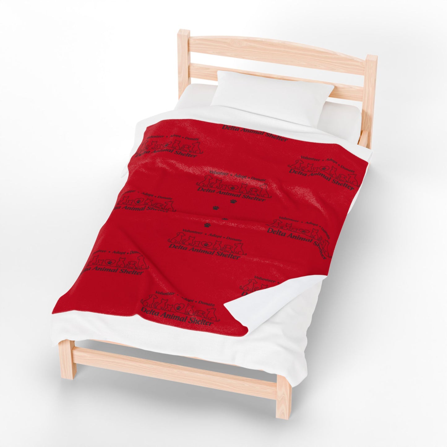 Red Delta Animal Shelter Paw Print Throw - Velveteen Plush Blanket