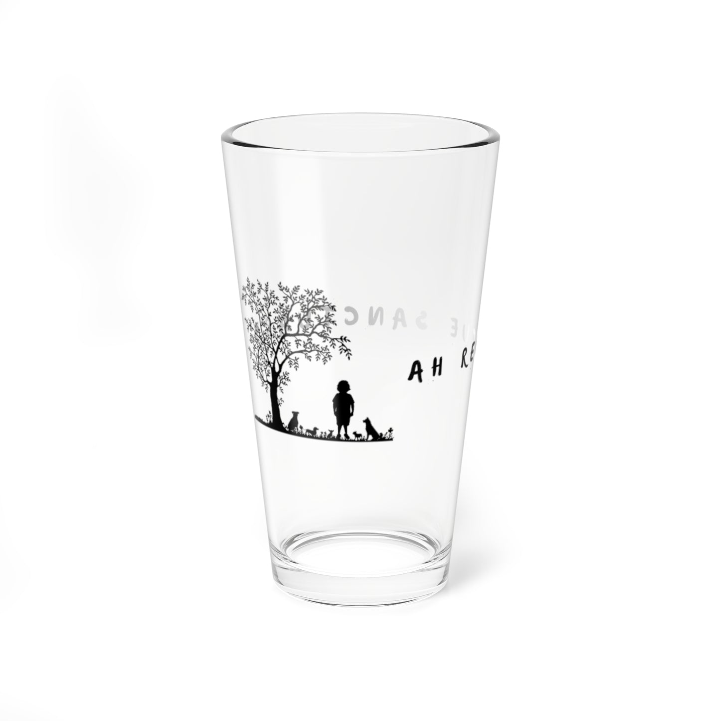 AH Rescue Sanctuary 16oz Mixing Glass — Silhouette Tree & Rescue Dog Barware