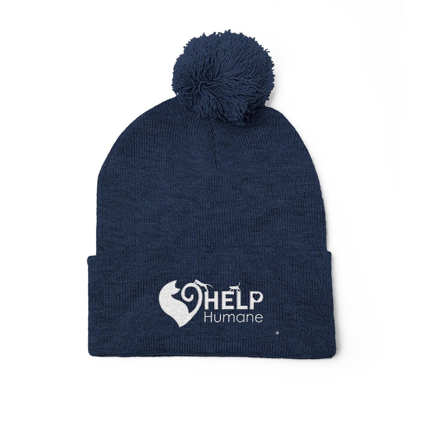 HELP Humane Embroidered Pom-Pom Beanie