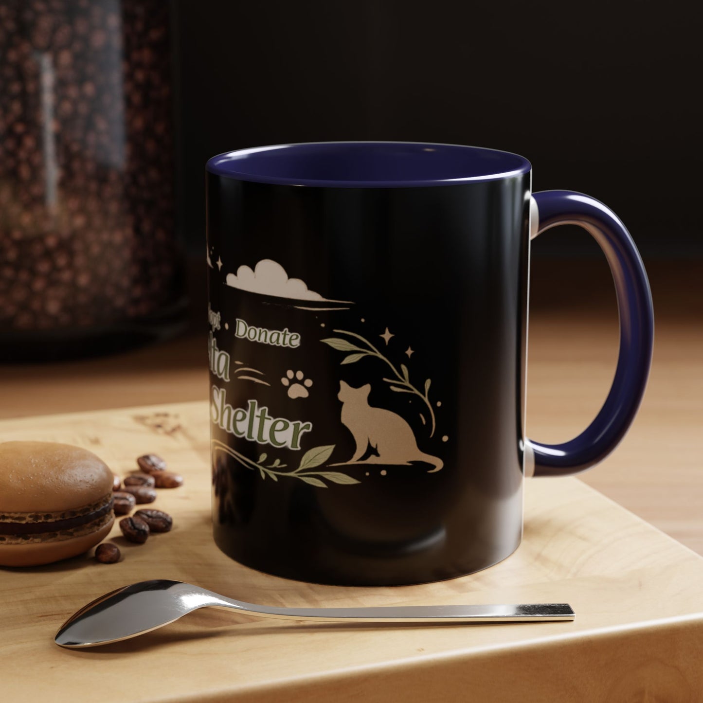 Delta Animal Shelter Accent Coffee Mug — Adopt, Rescue, Donate Paw Print Design (11/15oz)