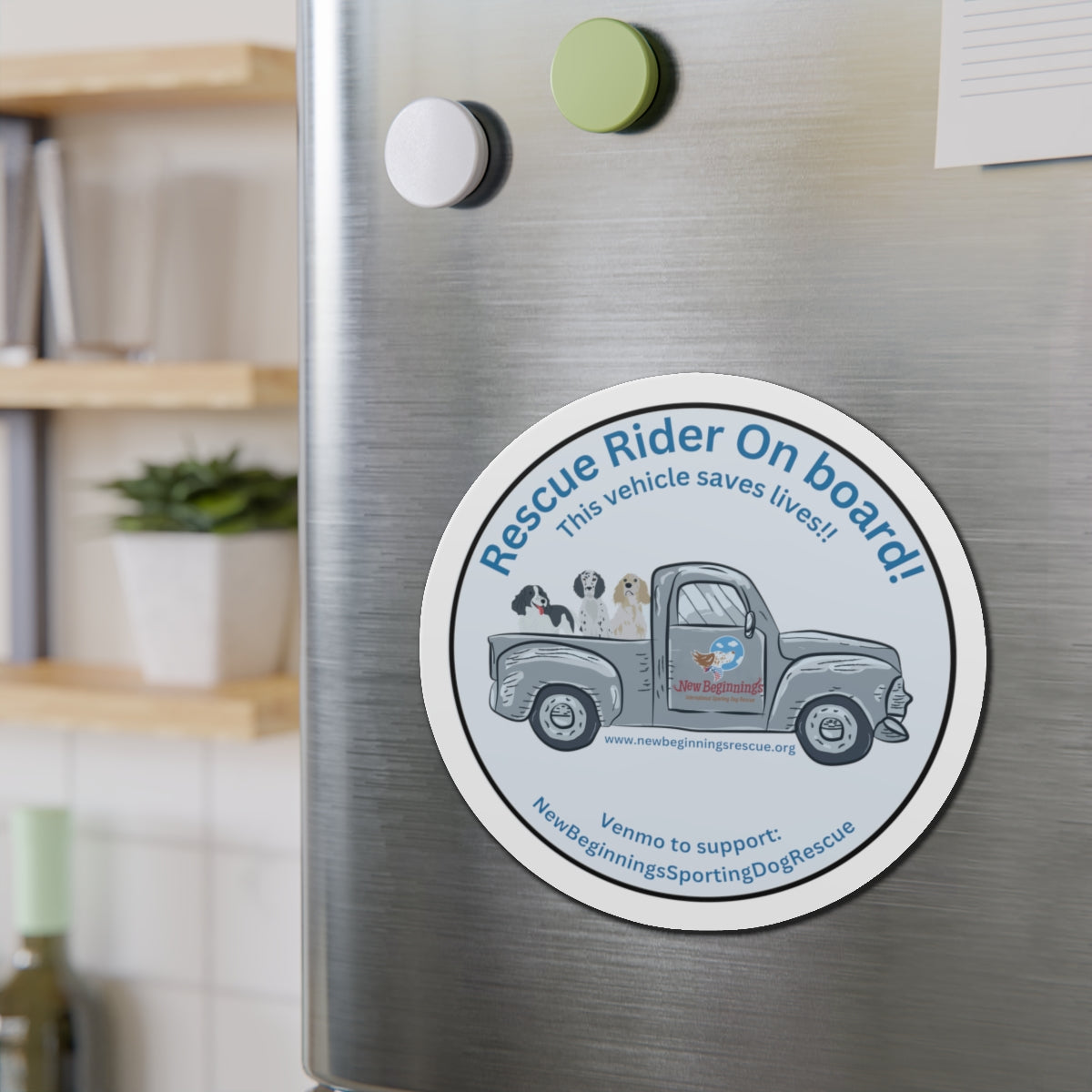 New Beginnings Rescue Rider on Board 6" Magnet