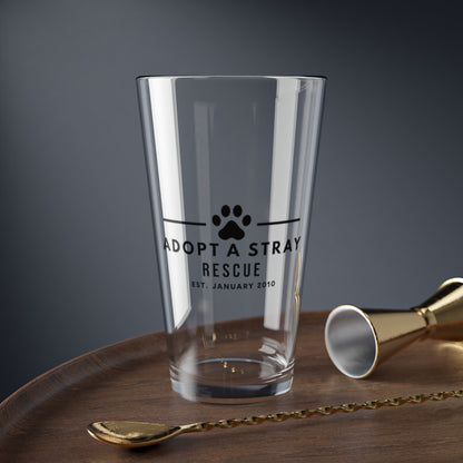 Adopt a Stray Rescue 16oz Mixing Glass – Paw Print Fundraising Pint