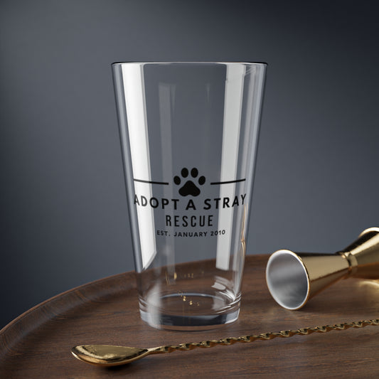 Adopt a Stray Rescue 16oz Mixing Glass – Paw Print Fundraising Pint