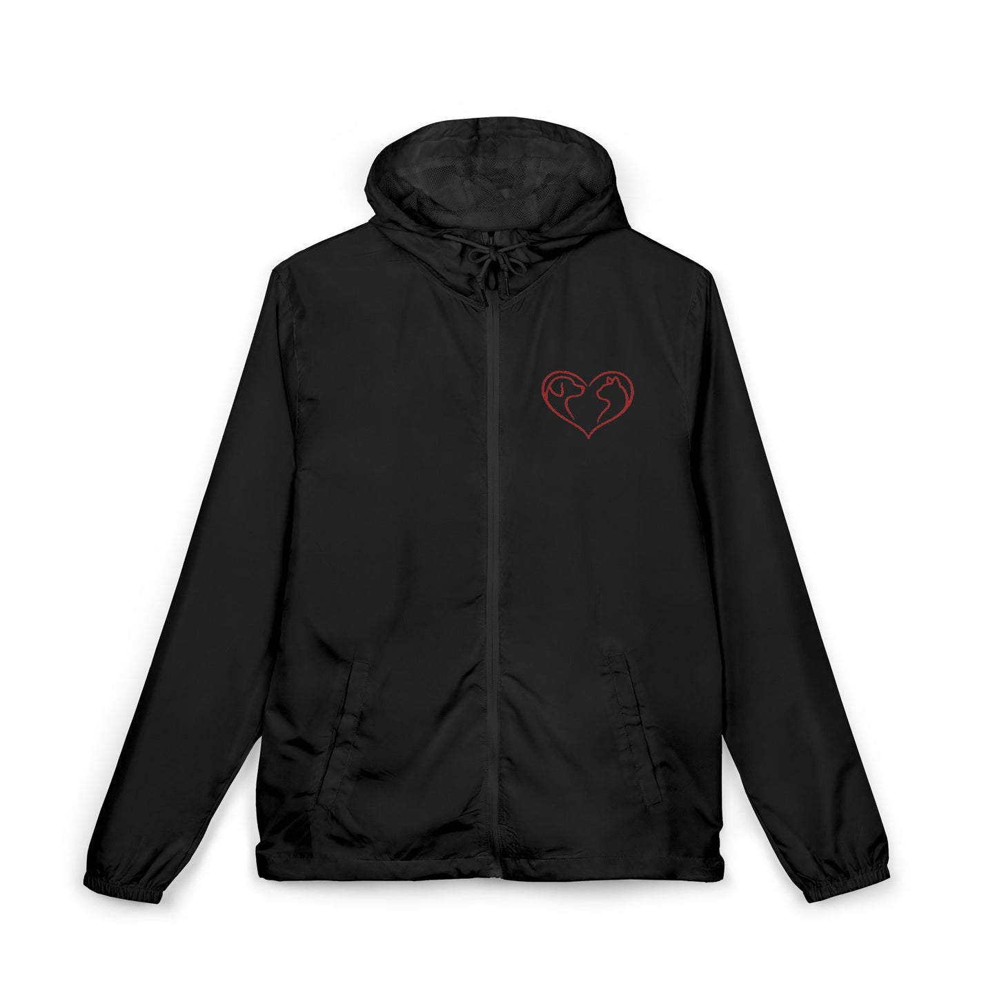 Delta Windbreaker Jacket — Red Paw Heart Design Logo on Back (Internal)