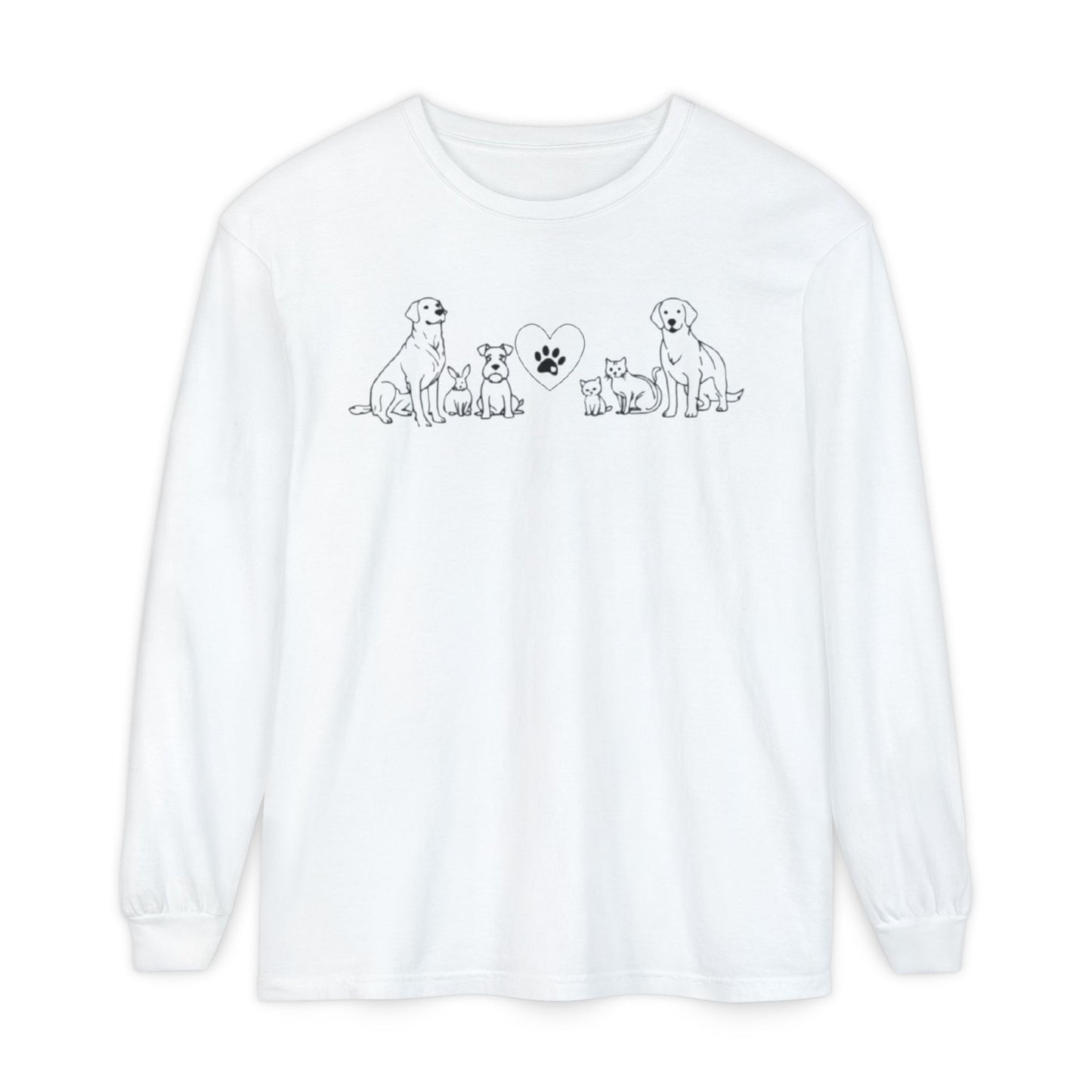Delta Animal Shelter "Line Art" Collection  Long Sleeve Tee - Logo on Back (Internal)