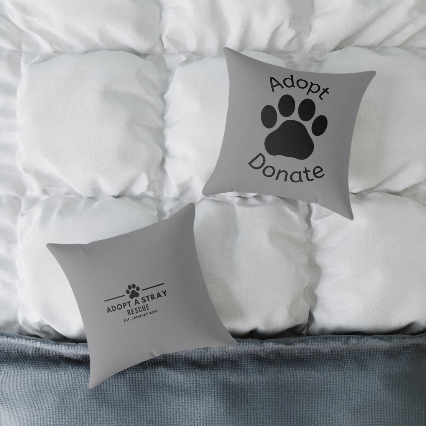 Adopt a Stray - Adopt & Donate Paw Print Throw Pillow