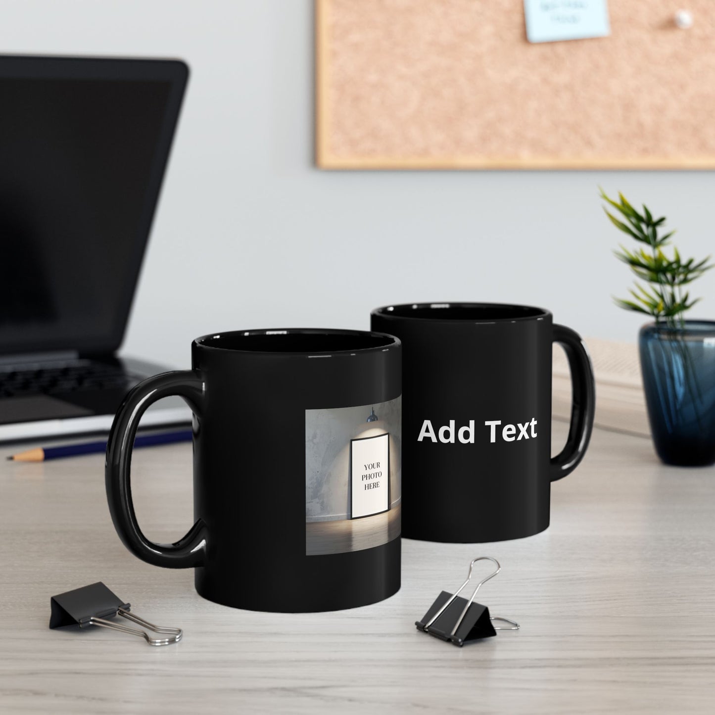 Custom Black Coffee Mug – Personalized Text & Photo 11oz/15oz
