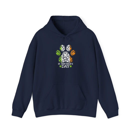 Staff Inventory Delta Animal Shelter St. Patrick's Day Paw Logo Hoodie - Logo on Back
