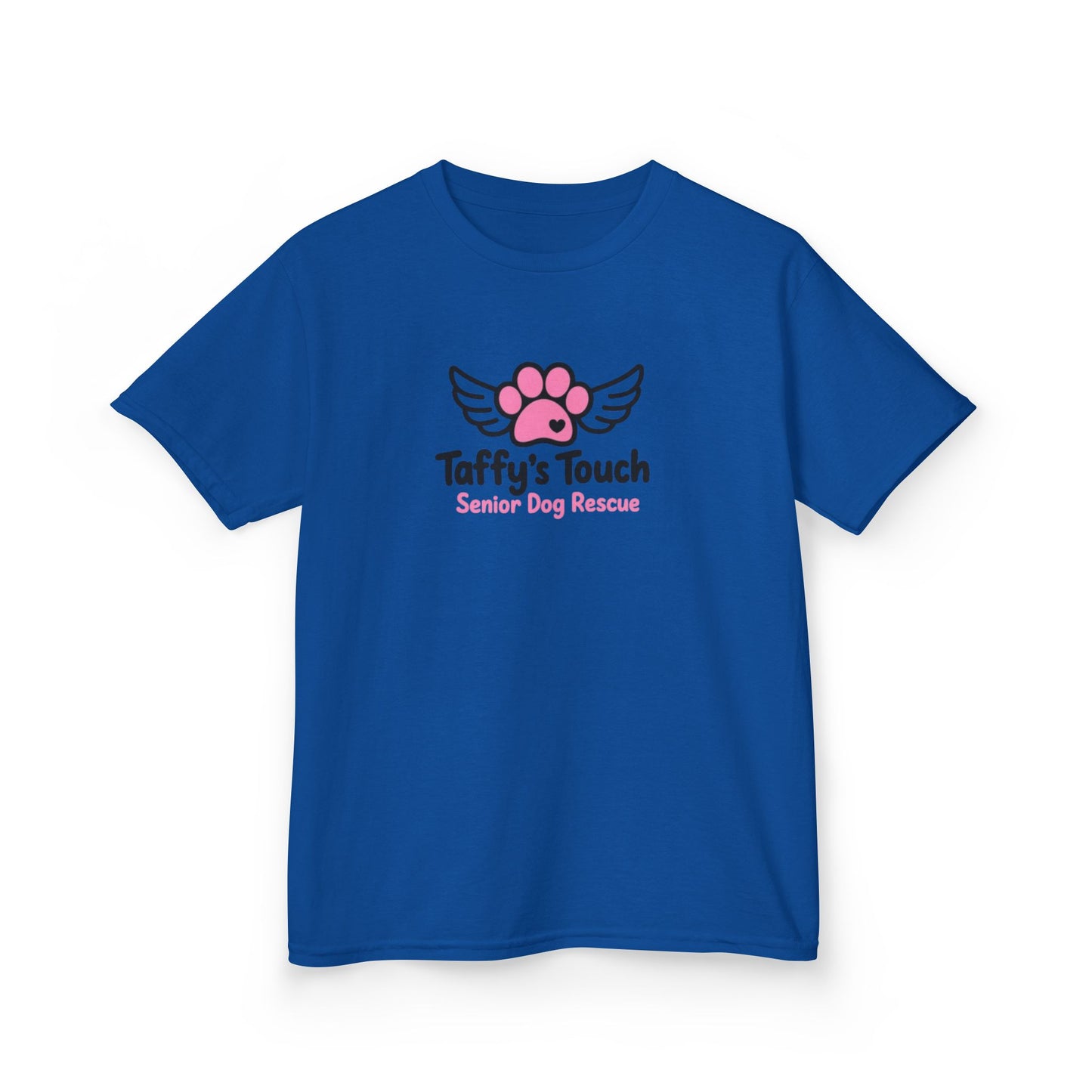 Kids Tee — "Taffy's Touch Senior Dog Rescue" Pink Paw Logo