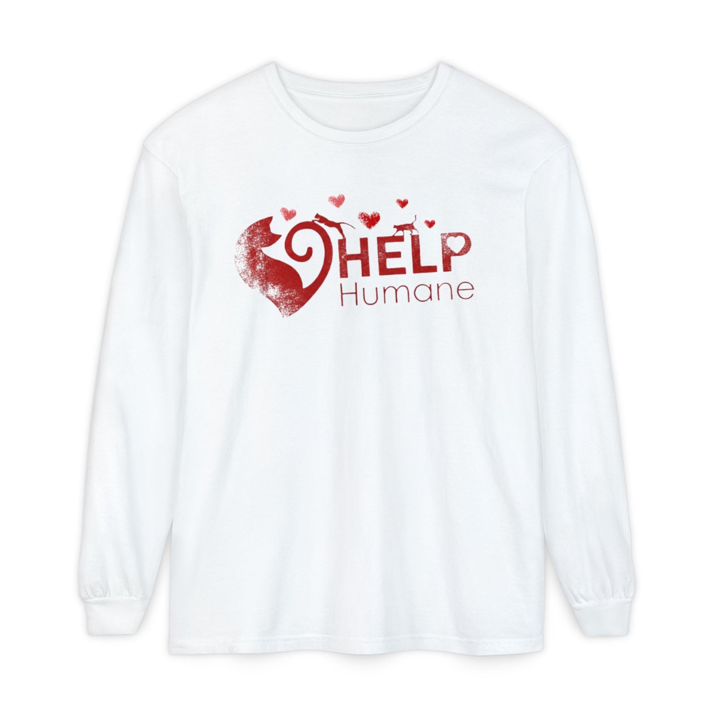 Help Humane Long Sleeve Valentine's Tee — Heart Rescue Animal Charity Shirt
