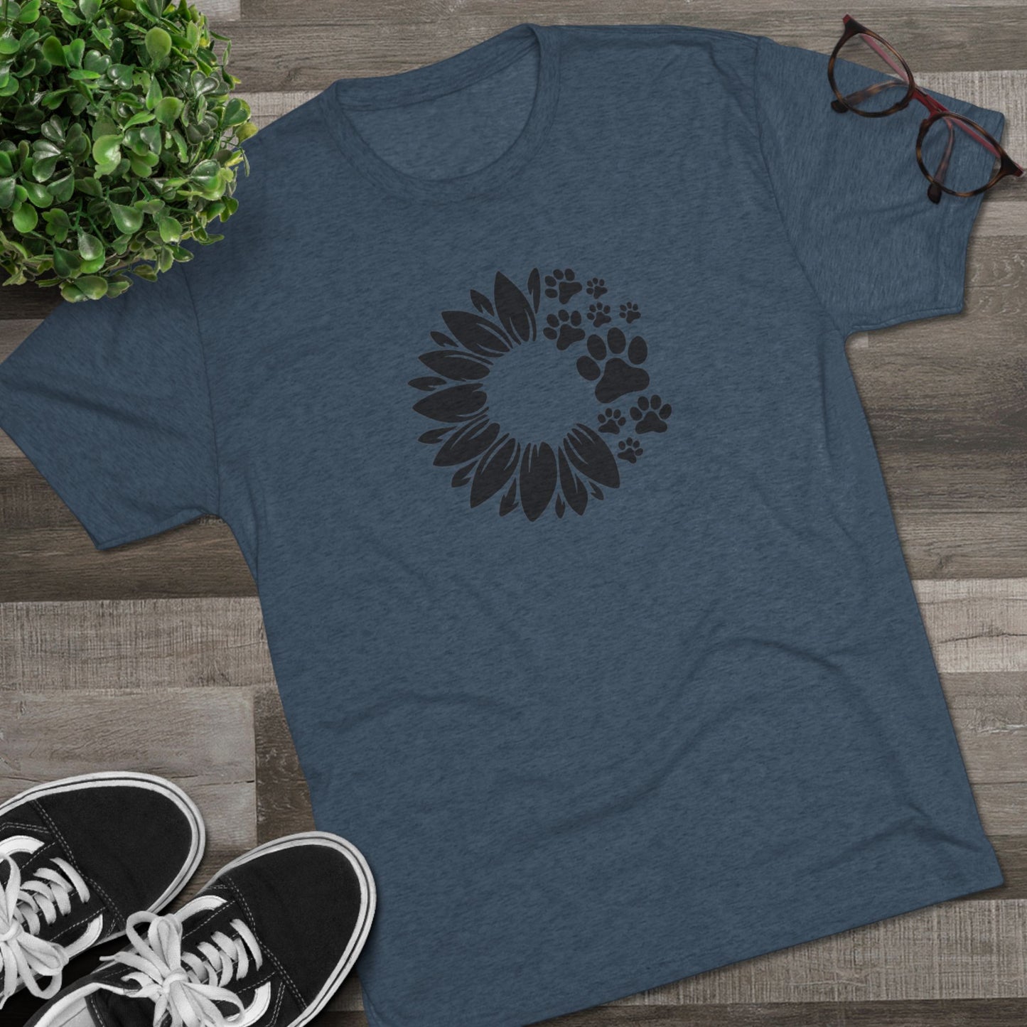 Staff Inventory Delta Animal Shelter Tri-Blend Sunflower Paw T‑Shirt