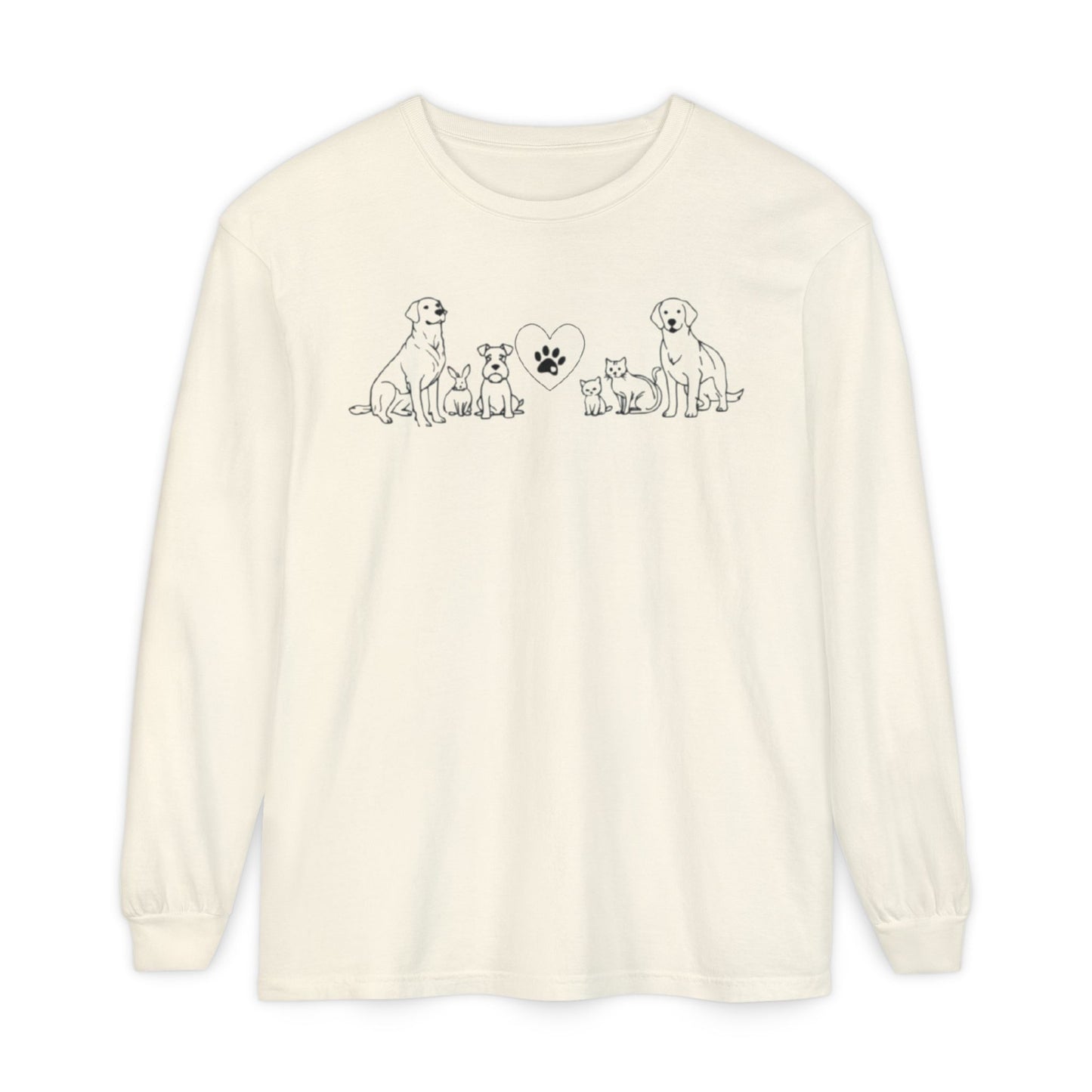 Delta Animal Shelter "Line Art" Collection  Long Sleeve Tee - Logo on Back (Internal)