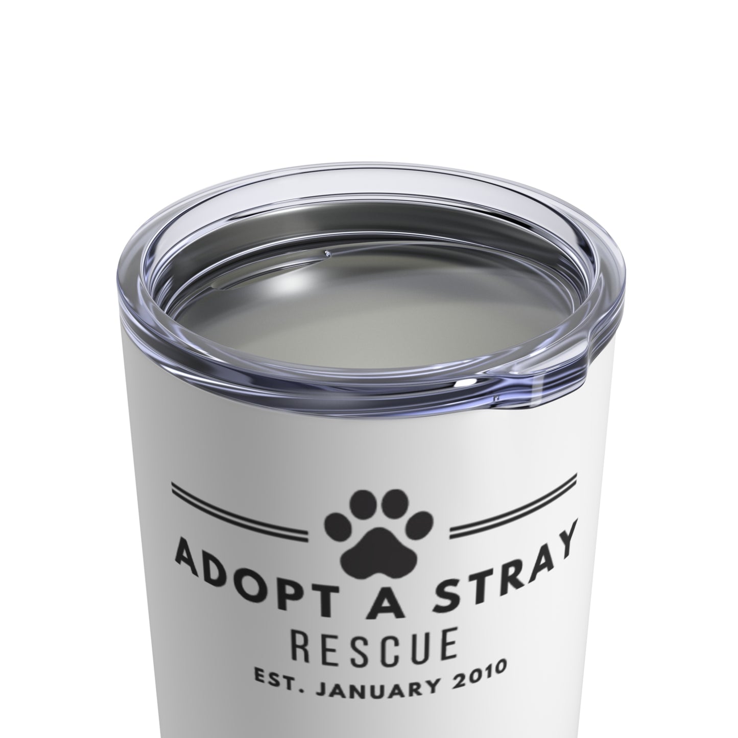 Adopt a Stray Rescue 10oz Tumbler — Paw Print QR Fundraiser Travel Cup
