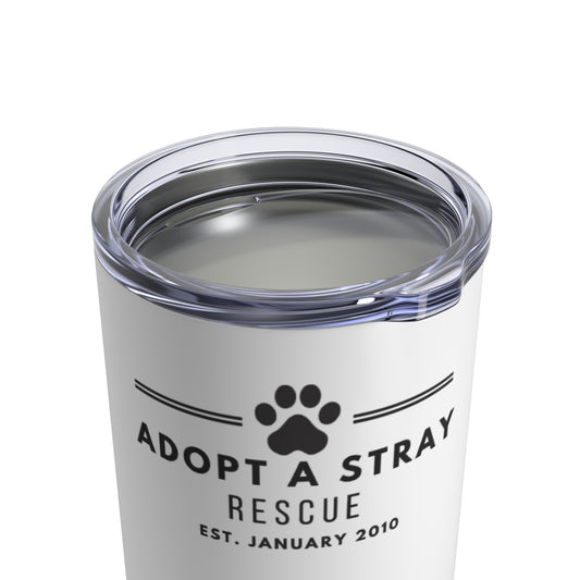 Adopt a Stray Rescue 10oz Tumbler — Paw Print QR Fundraiser Travel Cup