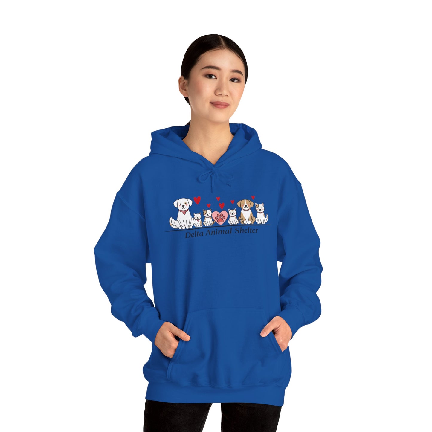 Delta Animal Shelter Hoodie — Valentine's Day Dogs & Cats Design (Internal)