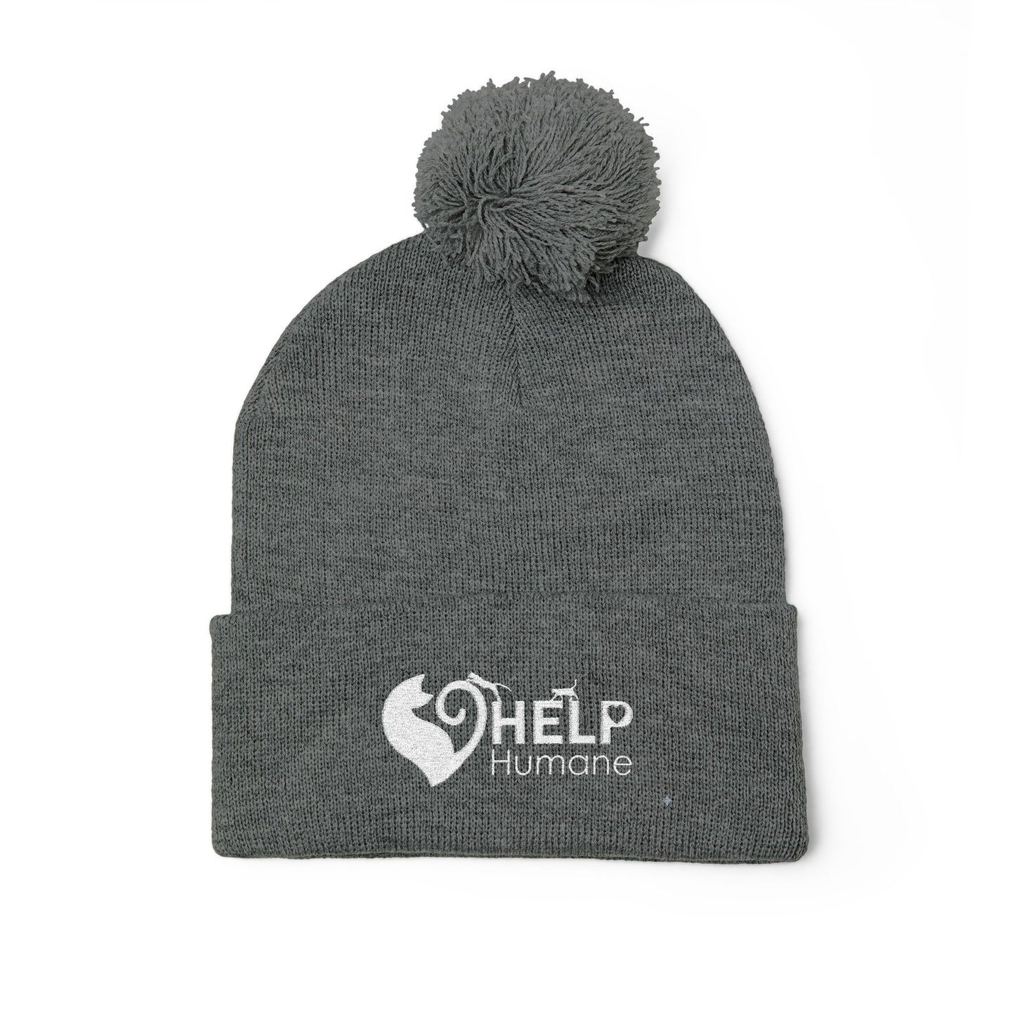 HELP Humane Embroidered Pom-Pom Beanie
