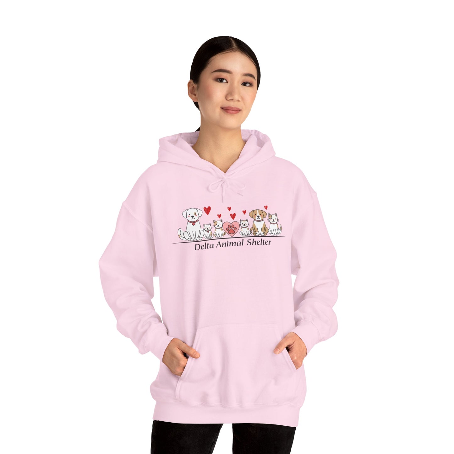 Delta Animal Shelter Hoodie — Valentine's Day Dogs & Cats Design (Internal)