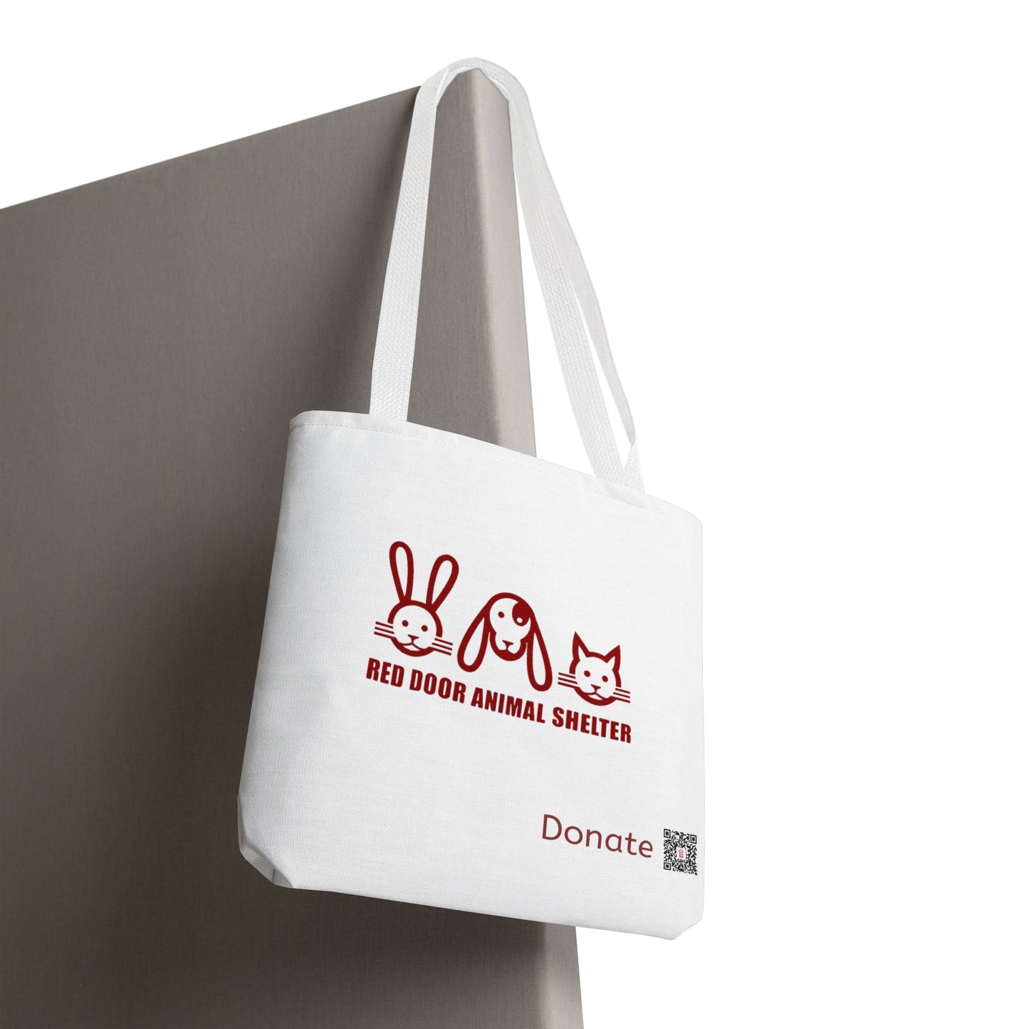 Red Door Animal Shelter Donate Tote Bag — Cute Bunny, Dog & Cat