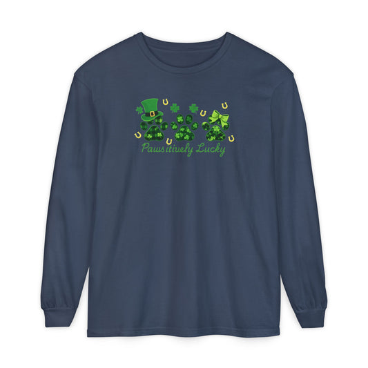 Staff Inventory Delta Animal Shelter Long Sleeve St. Patrick's Day Paws-itevely Lucky