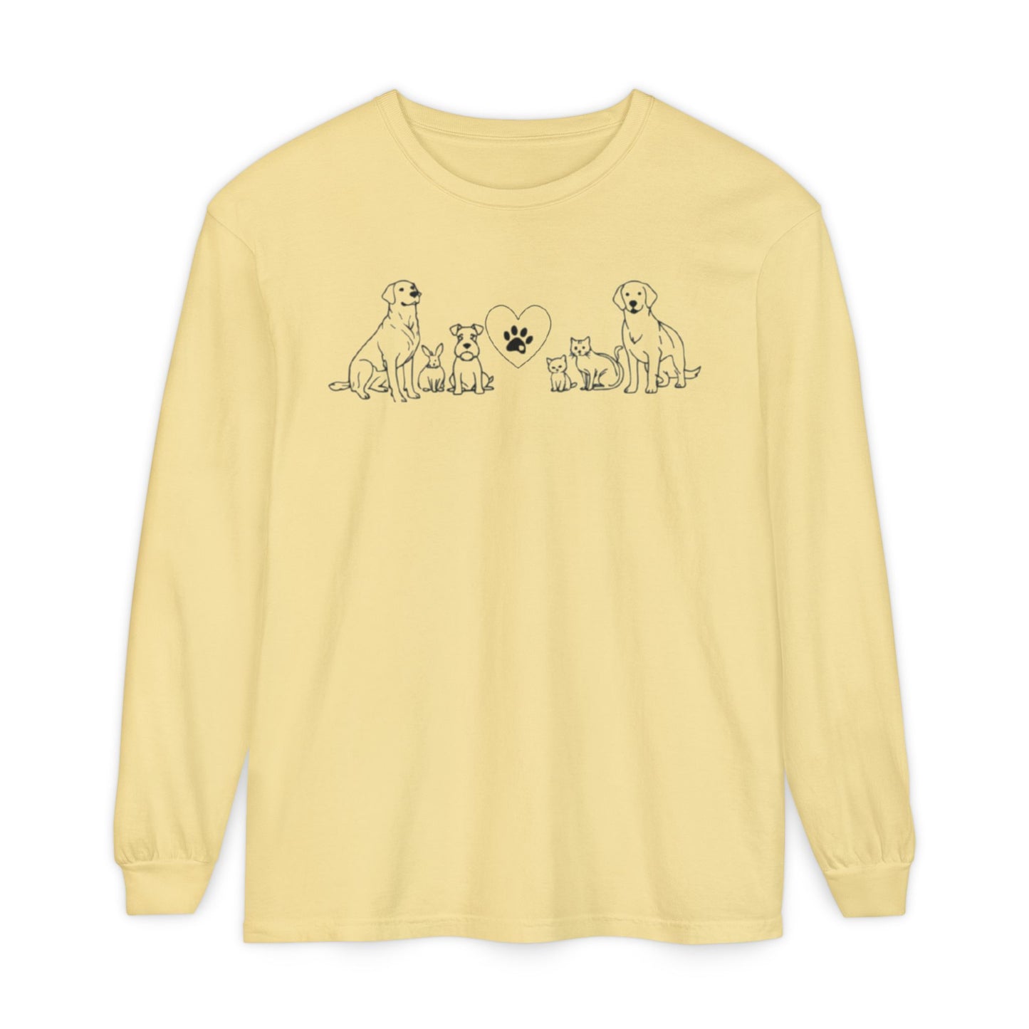Delta Animal Shelter "Line Art" Collection  Long Sleeve Tee - Logo on Back