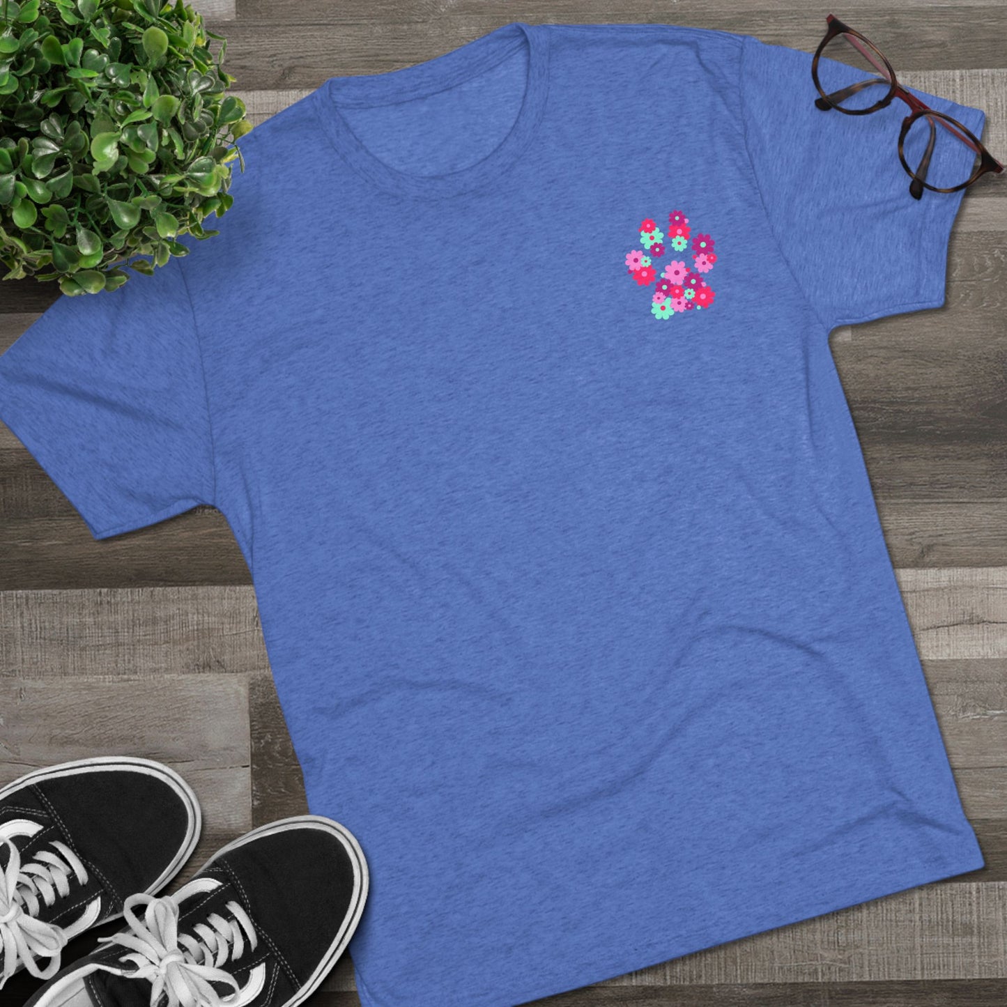 Delta Animal Shelter Tri-Blend Flower Paw Print T-Shirt