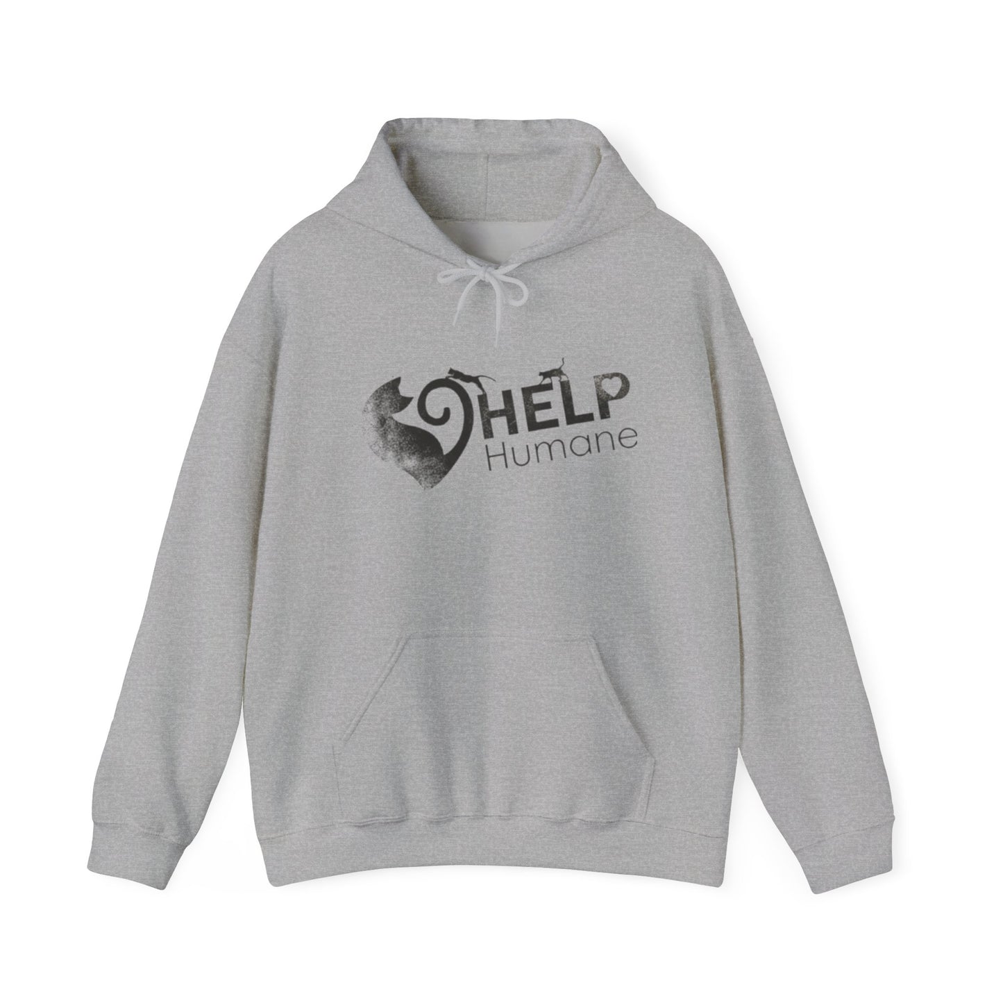 HELP Humane "Stamped Used Logo Look" Hoodie — Animal Rescue Fundraising Sweatshirt