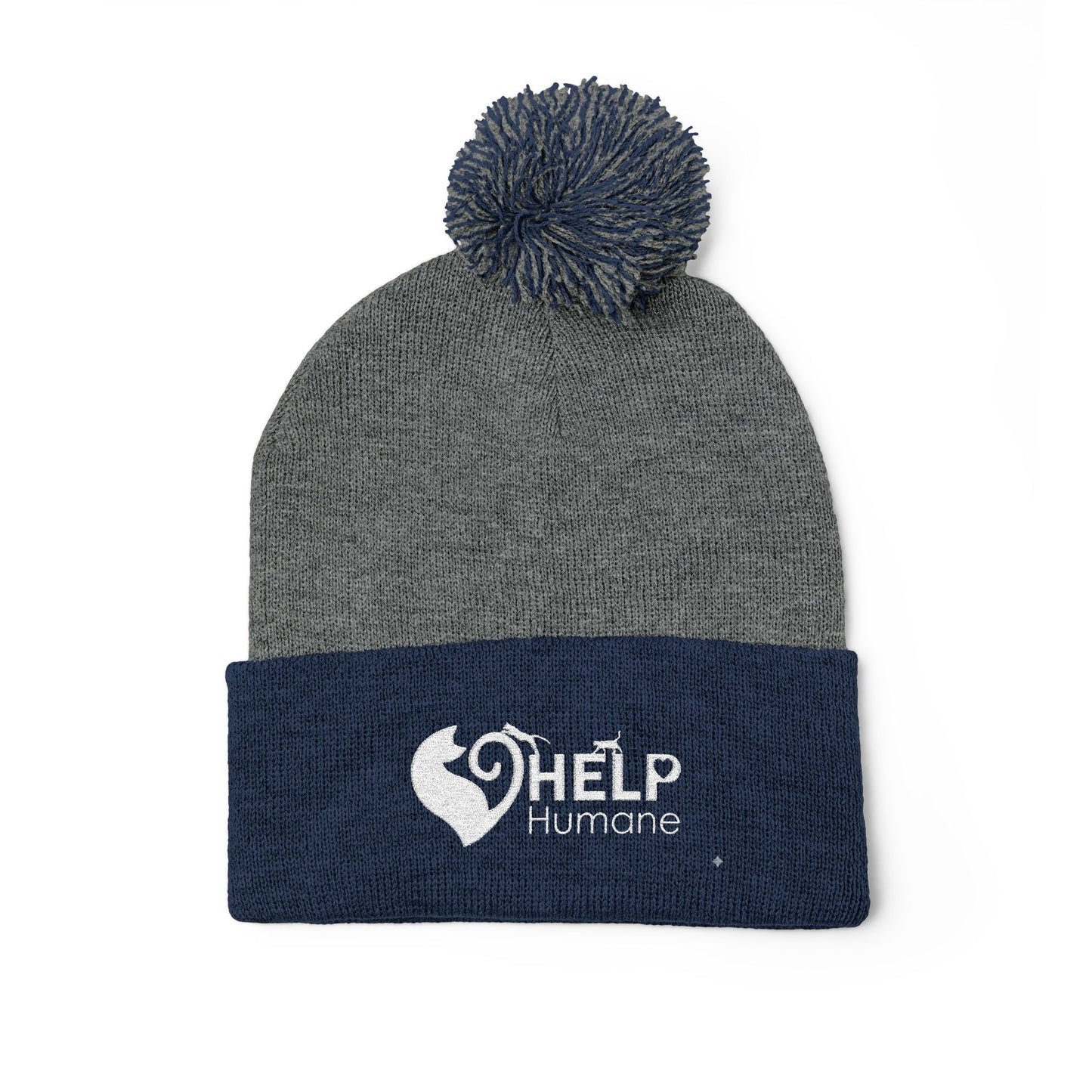 HELP Humane Embroidered Pom-Pom Beanie