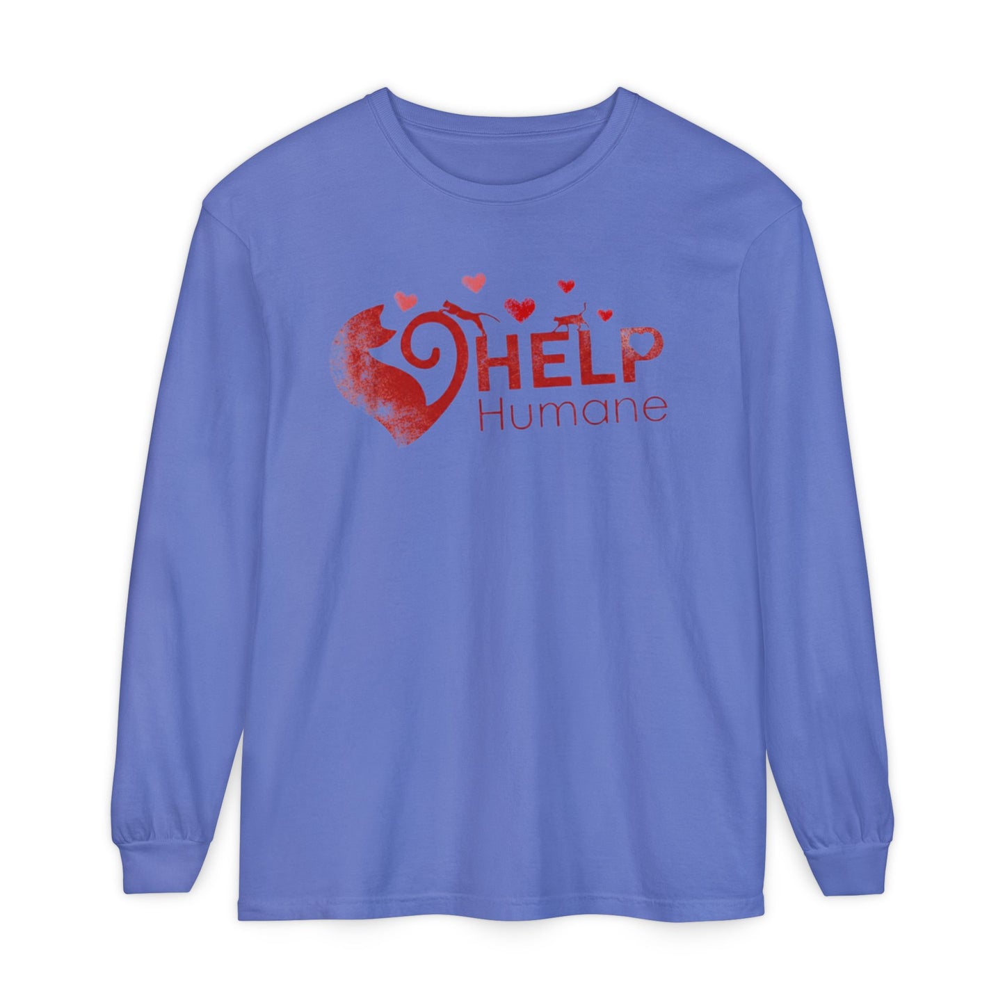 Help Humane Long Sleeve Valentine's Tee — Heart Rescue Animal Charity Shirt
